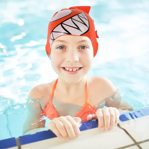 Gorro De Natación Con Forma De Pez Con Dibujos Animados, 2 U