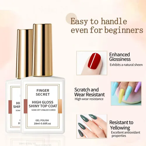 Top Coat Gel Brillo Alto Finger Secret 18 Ml