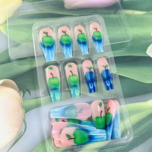 Uñas Postizas Acrílicas Extra Largas Estilo Ataúd Con