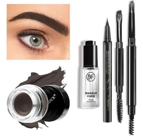 Kit De Cejas Colorido Impermeable Con Pomada Marrón Oscuro