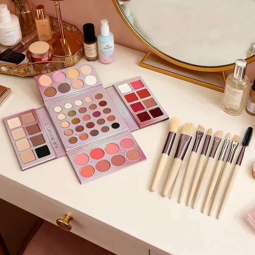 +set De Maquillaje Integrado Con Paleta De Sombras Y Brocha/