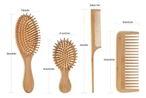 [ Juego De Peines Y Cepillos For El Cabello De Bambú, *