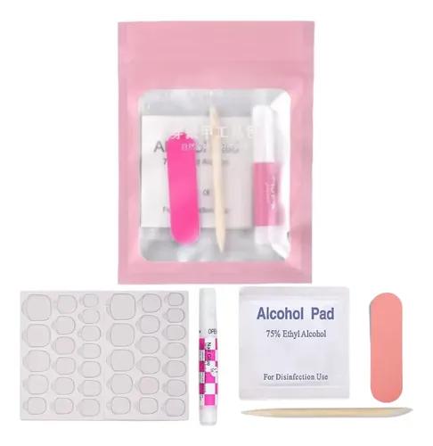 10 Kit Instalación De Uñas Postizas – Con Pegamento Liquido Kit Para Uñas Postizas