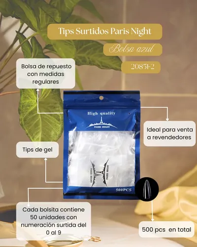 Tips Para Soft Gel Paris Night X500 Stiletto