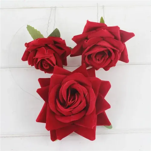 Y Accesorio Para El Cabello Pelo Con Forma Florale Rojo Y