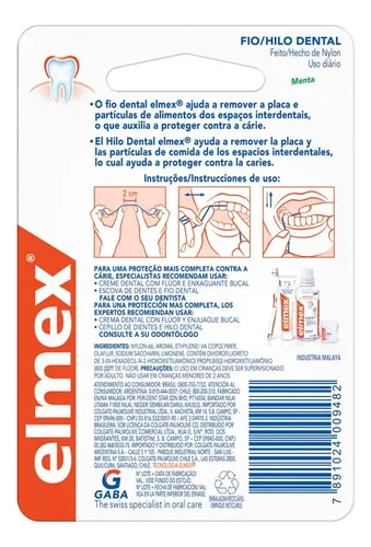 Hilo dental Elmex sabor menta 30 m con flúor para protección contra caries