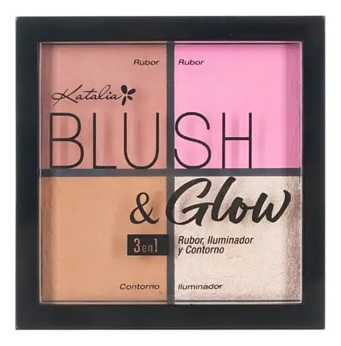 Paleta Katalia Blush and Glow de Contorno, Rubor e Iluminador con 4 Tonos