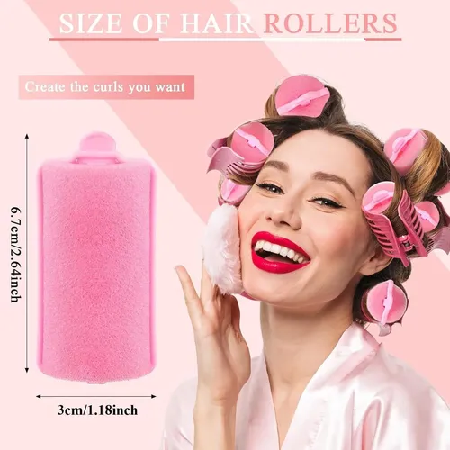 18 Rulos De Espuma Suave Para El Cabello, Color Rosa