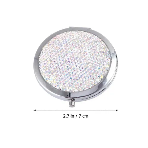 Espejo De Maquillaje Compacto Con Diamantes De Imitación, Paquete De 1 Paquete Para Mujer