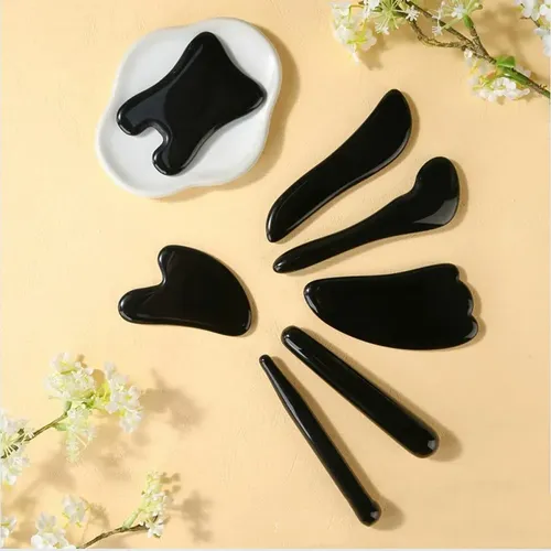 Set 4 Piedras Basalto Gua Sha Masaje Facial Spa
