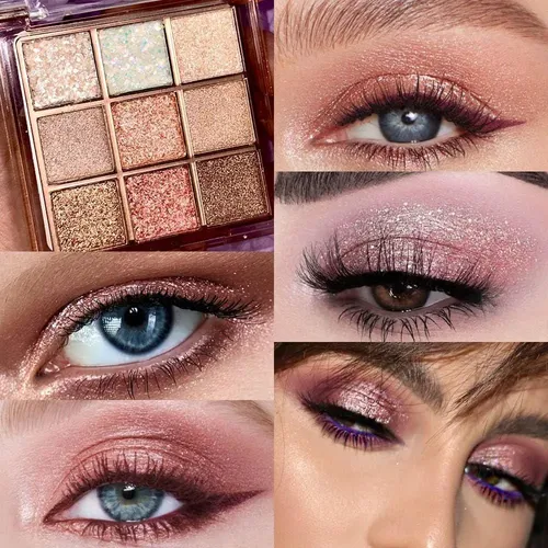 Paleta De Sombras Glitter 9 Colores Maquillaje Para Ojos