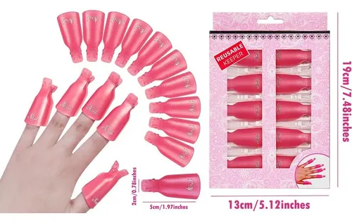 Clip Para Remover Esmalte Uñas Akoak 10 Pcs Acrílico Rosa