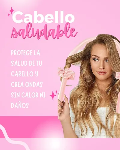 Rizador Rulero Ondas Sin Calor Cabello Rizos Vincha Seda Rosa