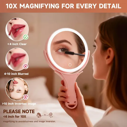 Espejo De Maquillaje Con Luz Hasipu Recargable Rosa