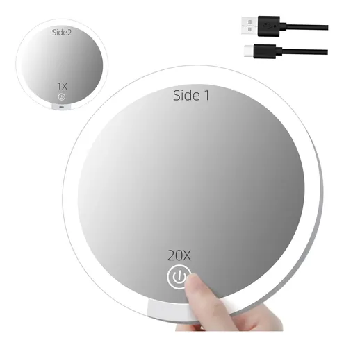 Espejo De Aumento Suupvaor 20x/1 De Doble Cara Con Luz