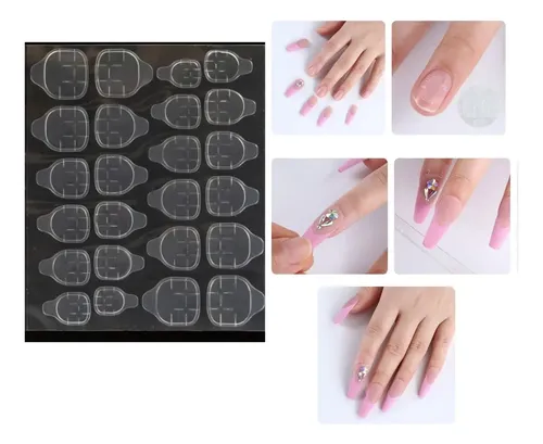5 Planchas Stickers Adhesivo Pegamento Para Tips Uñas