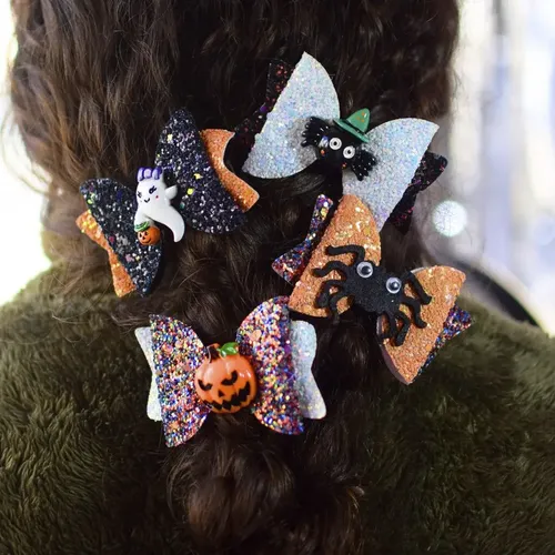 Moño Hebilla Broche De Pelo Halloween X4