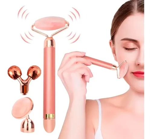 Set Masajeador Eléctrico 3 Cabezales Rodillo Lifting Facial
