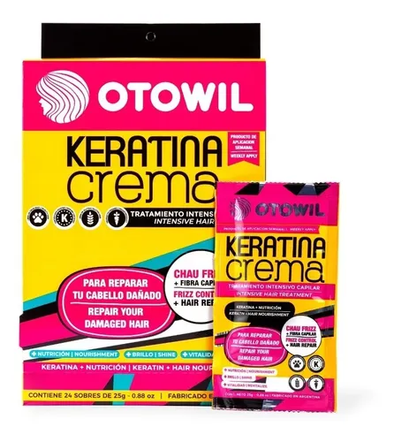 Keratina Crema Otowil para Nutrición Brillo Intenso Sobres de 25g Caja de 24 U