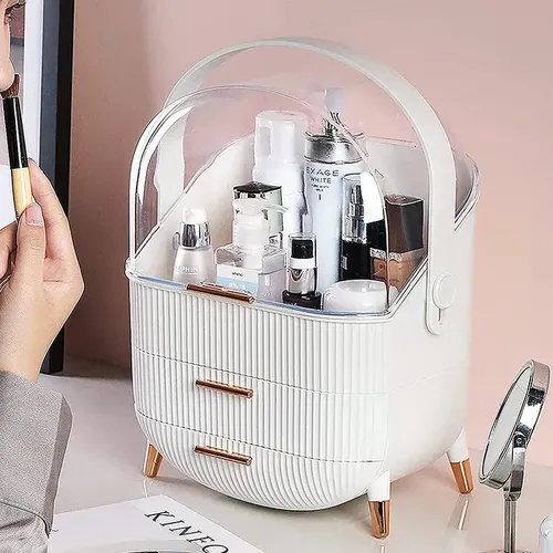 Organizador De Cosméticos Maquillaje C/ Tapa + Porta Brochas