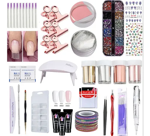 Set De Extensiones De Uñas Con Lámpara, Pegamento Para Const