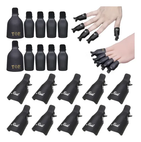 Kit Pinzas Quitaesmalte P/uñas P/acrilico Gel Negro 20unid