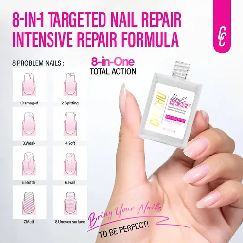 Fortalecedor De Uñas Reparador De Uñas 8 En 1 Transparente,