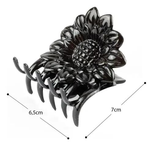 Broche Para Pelo Girasol Negro 5 Dientes Pack X12u.