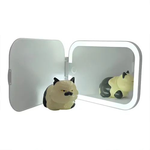 Espejo Maquillaje LED Táctil Recargable 3 Modos con Estuche Blanco