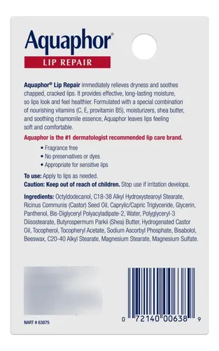 Aquaphor Lip Balsamo Labial En Tubo Producto Original De 10