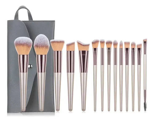 Set De Brochas De Maquillaje Velvoss,14 Piezas,color Champán