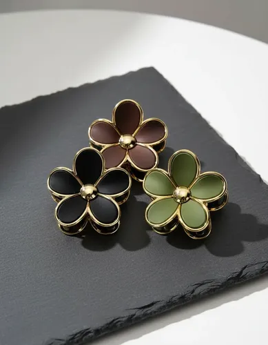 Broche De Pelo Flor Margarita Opaco Con Dorado