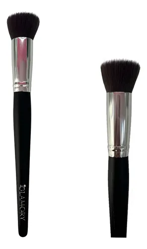 Brocha Maquillaje Doble Fibra Glamory Short Flat Kabuki Sintético