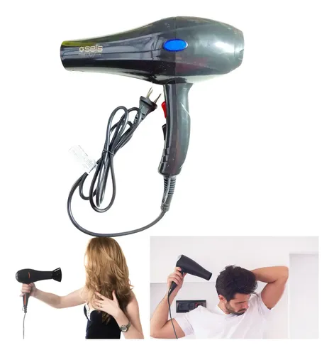 Secador De Pelo Seis 2000W Iónico Función Frío/Calor Silencioso Black