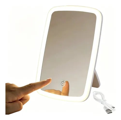 Espejo Maquillaje Led Táctil 3 Luces Regulables Portátil
