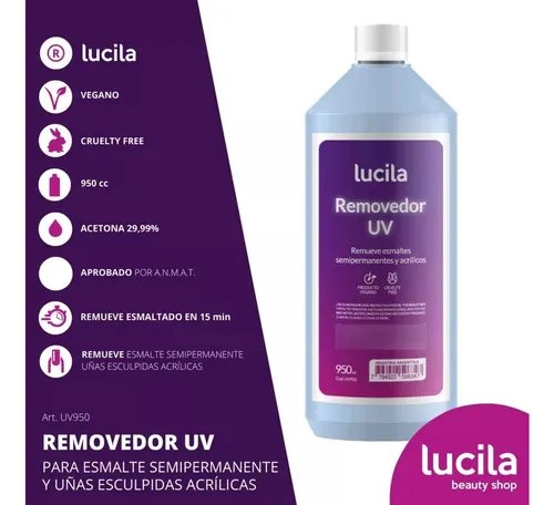 Removedor Esmalte Semipermanente Lucila Acetona 950ml Pack 3