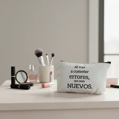 Neceser De Lona Estampada 21×14 Organizador Viaje Maquillaje Errores