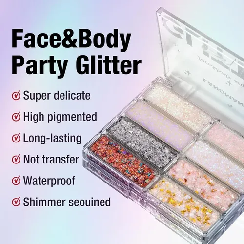 Paleta De Brillos Cuerpo Y Rostro Langmanni 8 Colores