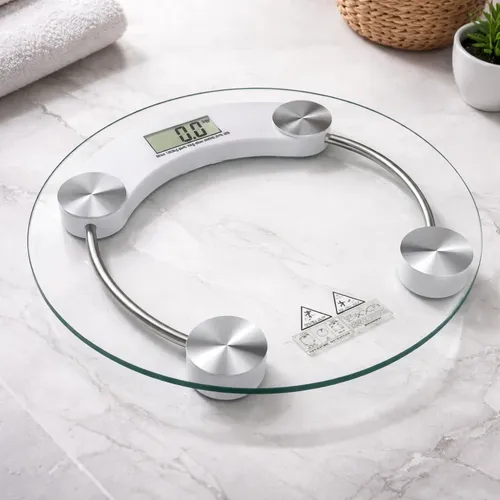 Balanza Digital Personal Baño 180kg Vidrio Y Metal Redonda