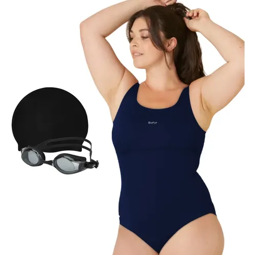 Combo Malla Natacion Grande + Gorro Silicona + Antiparras