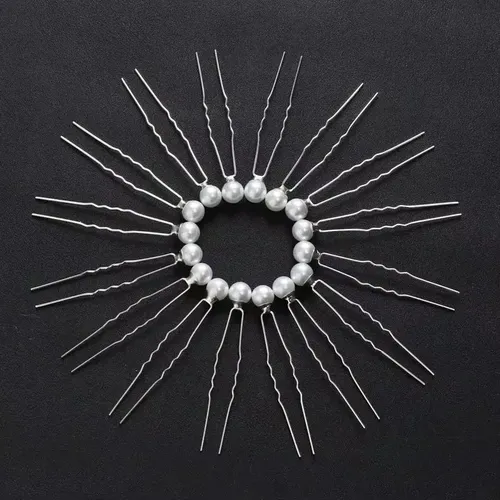 Horquillas Pin Tocado Aplique Perlas Strass Fiestas X15 Unid Perla