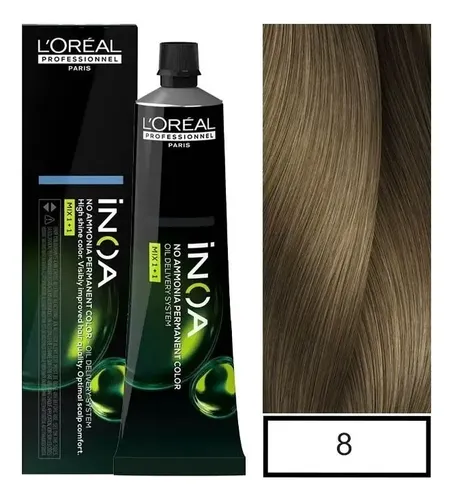 Tintura Inoa sin amoniaco 60 G Loreal Profesional tono 8 rubio claro