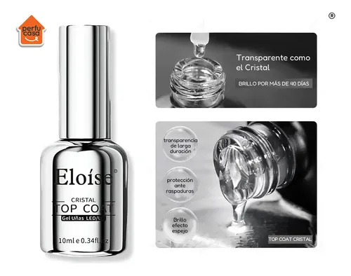 Esmalte Sellador Top Coat Cristal Semipermanente 10ml Uv Led Transparente Efecto Brillante
