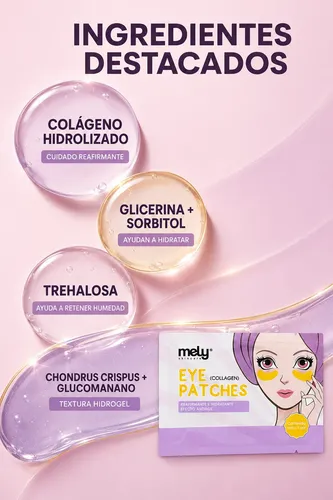Parches Para Ojeras Mely Colágeno Hidratantes Antiage 1 Par