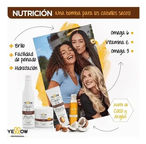 Yellow Nutritive Shampoo Nutrición Cabello Secos 500ml