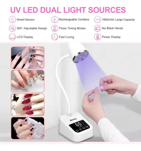 Lámpara Uv Led Para Uñas Gel X Inalámbrica 27w Blanco