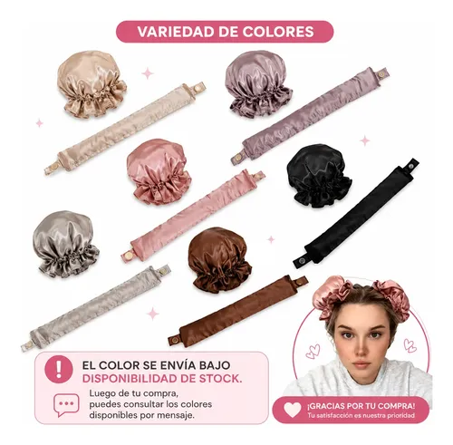 Rulos Sin Calor Varilla De Satén Anti Frizz 2x Gorritos