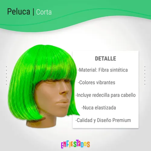 Peluca Lacio Corto Carré Para Cotillón Y Fiesta Disfraces