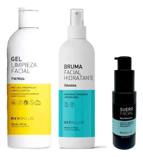 Combo Hialuronico Gel Limpieza + Bruma Y Suero Biobellus