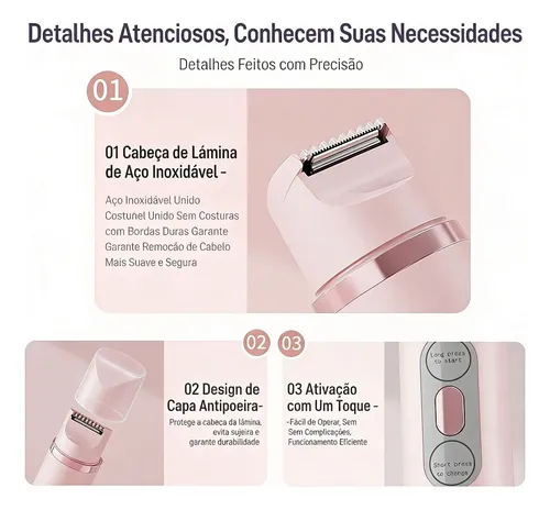 – Depiladora Eléctrica Recargable For Cuerpo Y Rostro Rosa –